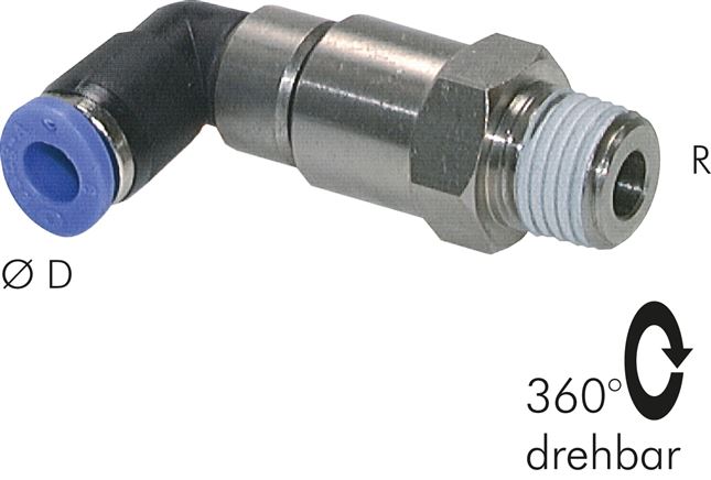 Winkel-Schnelldrehverschraubung R 1/8"-6mm, IQS-Standard