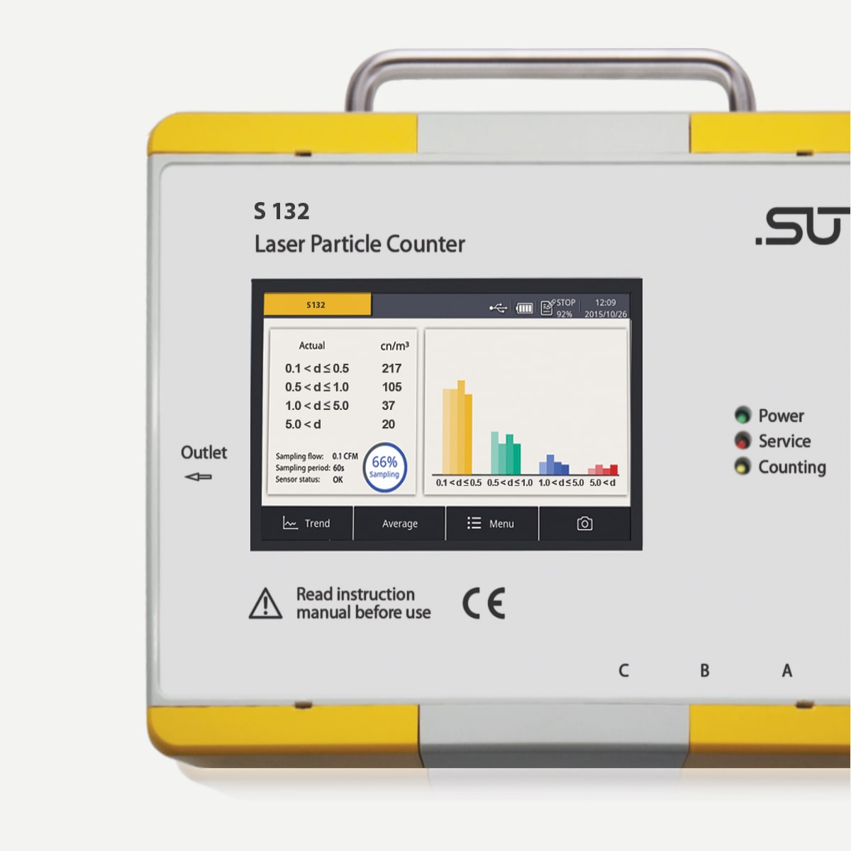S132 Laser-Partikelzähler Druckluft, 0,1-5,0 µm, Display, Datenlogger