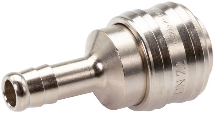Schnellkupplung (NW7,2) 13 (1/2")mm Schlauch, Messing vernickelt