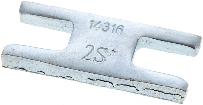 Sicherungsblech für Aufbauschraube (je Klemmbackenpaar wird 1 Stück benötigt), Stahl verz, BG 2