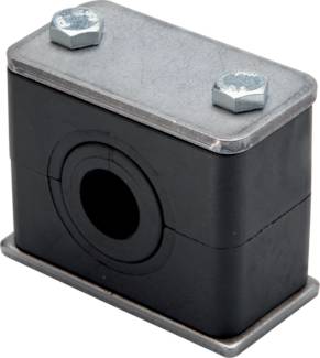 Rohrschelle (Elastomereinsatz) 12,7mm, Baugröße 4, leichte Baureihe, mit Anschweißplatte & Deckplatte