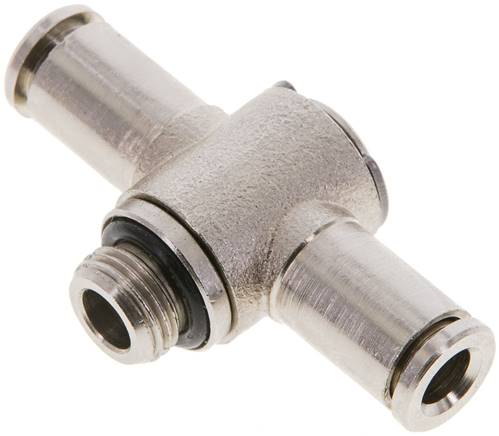 Kompakt-Steckanschluss, T-Stück, einfach, MS vernickelt, Schlauch D 05 mm, Anschluss 1/8"