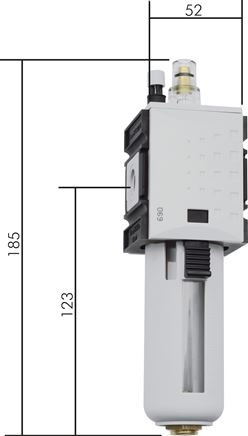FUTURA Nebelöler, G 1/4", Baureihe 1, Metallbehälter mit Sichtrohr