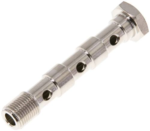 Hohlschraube, 3-fach G 1/8"-57mm, Messing vernickelt
