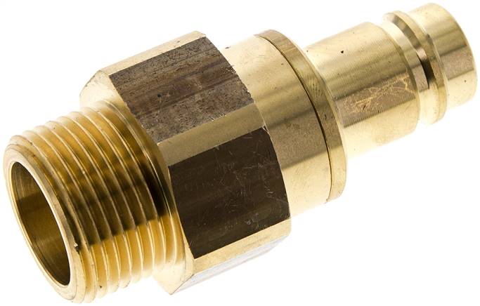 Kupplungsstecker (NW15) G 1"(AG), Messing, beidseitig absperrend