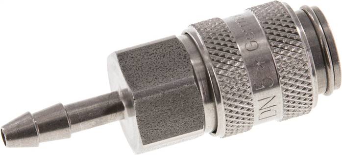 Schnellkupplung (NW5) 4mm Schlauch, Edelstahl, für Stecker beidseitig absperrend