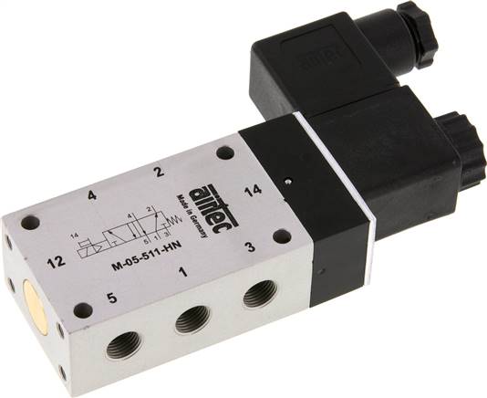 5/2-Wege Magnetventil, G 1/8", Feder, 230 V AC
