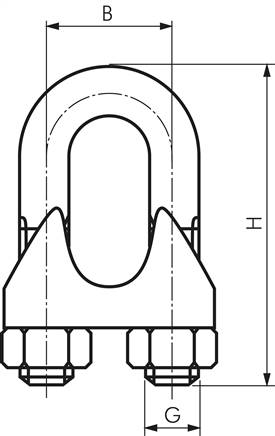 Drahtseilklemme f. 22,0mm Seil, M 14, B=37, Stahl verzinkt
