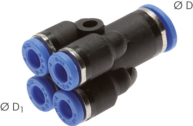 Steckanschluss-4-fach Verteiler 8mm-6mm, IQS-Standard
