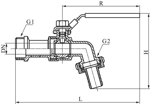 Edelstahl-Kugelauslaufhahn G 1"-25 (1")mm, PN 16
