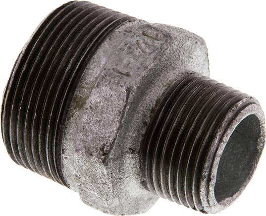 Doppelnippel R 1-1/2"-R 1", Temperguss verzinkt