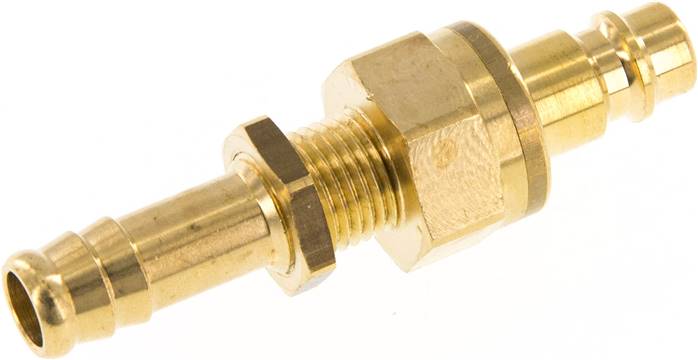 Schott-Kupplungsstecker (NW7,2) 10mm Schlauch, Messing, beidseitig absperrend