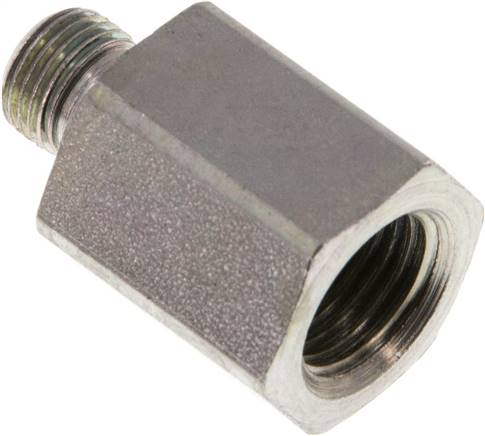 Hydraulik-Reduzierung G 1/8"(AG)-G 1/4"(IG), Stahl verzinkt, Elastomerdichtung