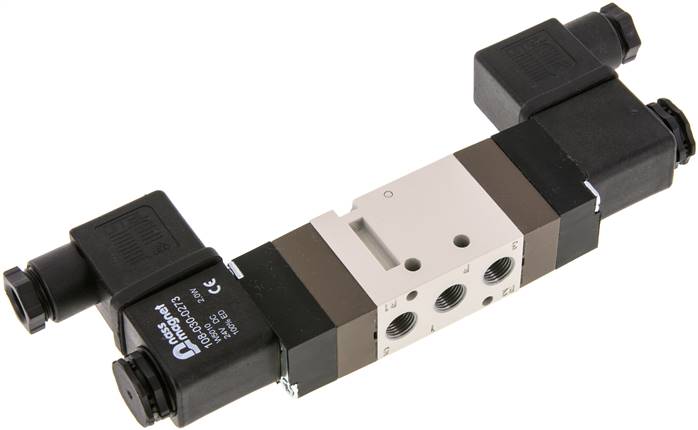 5/2-Wege Magnetventil, G 1/8", Impulsventil, 12 V=, Norm-Stecker Grösse 1