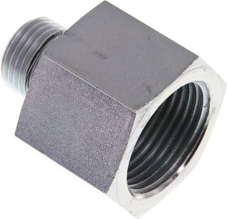 Hydraulik-Reduzierung G 1/2"(AG)-G 1"(IG), Stahl verzinkt, Elastomerdichtung