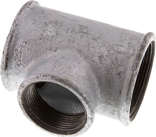 T-Stück Rp 2"-Rp 1-1/2"-Rp 2" (IG), Temperguss verzinkt