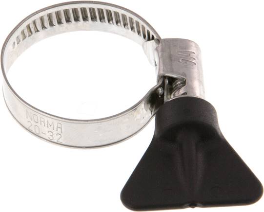 9mm Schlauchschelle 20 - 32mm, 1.4301 (W4) (NORMA) mit Flügelgriff