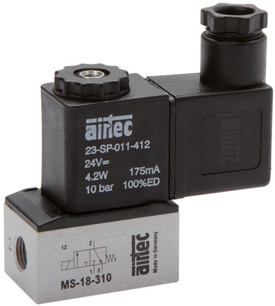 3/2-Wege Magnetventil, G 1/8", 230 V AC, Federrückstellung (NO)