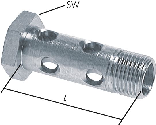Hohlschraube 2-fach, M 16 x 1,5, Stahl verzinkt