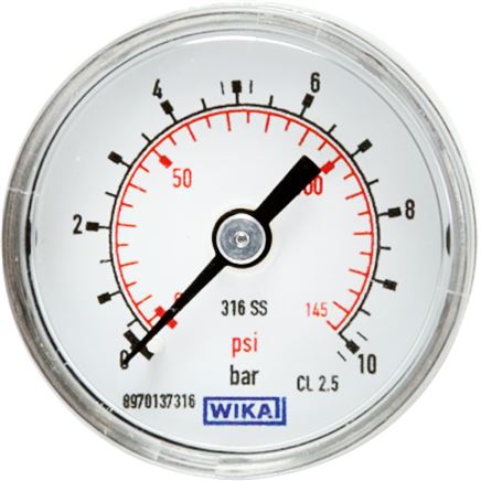 ES-Manometer waagerecht, 40mm, 0 - 1,6 bar, G 1/4"