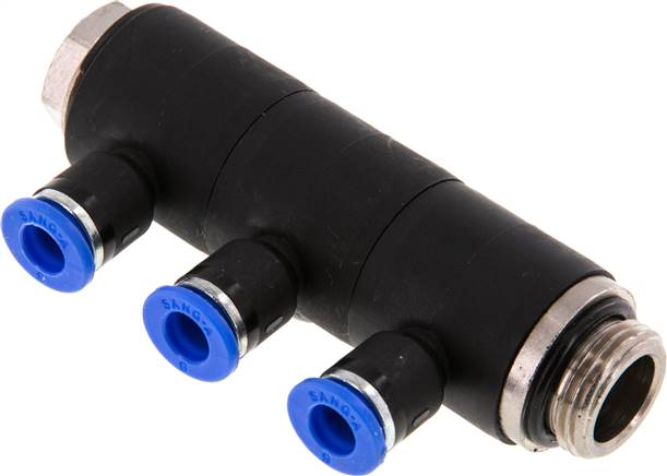 Steck-Mehrfachverteiler, 3-fach G 3/8"-6mm, IQS-Standard