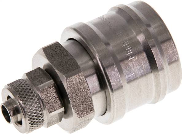 Schnellkupplung (NW7,2) 8x6mm Schlauch, Edelstahl, für Stecker beidseitig absperrend