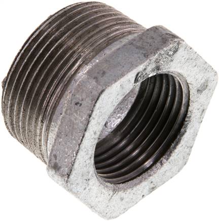 Reduziernippel R 1-1/4"(AG)-Rp 1"(IG), Temperguss verzinkt