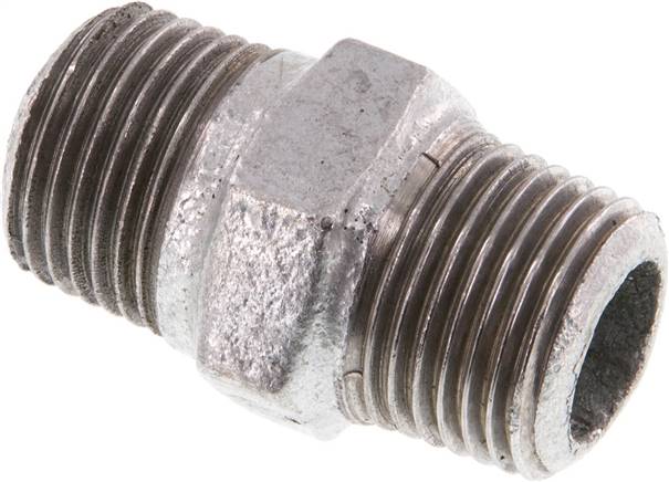 Doppelnippel R 1/2"-R 1/2", Temperguss verzinkt