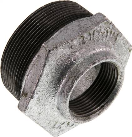 Reduziernippel R 2-1/2"(AG)-Rp 1-1/4"(IG), Temperguss verzinkt