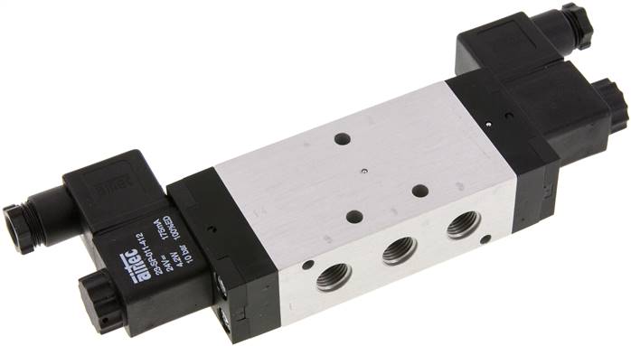 5/3-Wege Magnetventil, G 1/4", Mittelstellung geschlossen, 24 V AC, NW 9