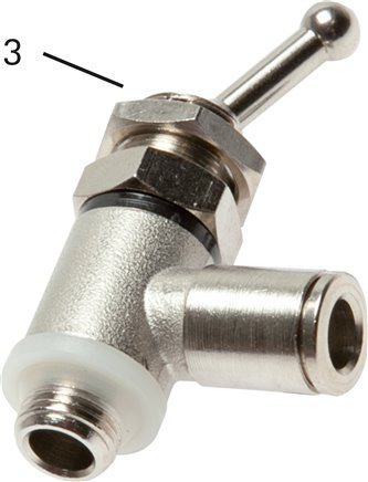 Kipphebelventil 3/2-Wege, Druckeingang: Ringstück, 6 mm (außen)-G 1/4" (AG)