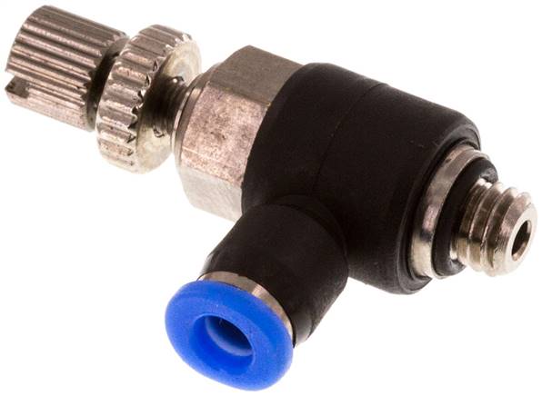 Mini-Winkel-Drosselrückschlagventile M 5-3mm, abluftregelnd (Standard)