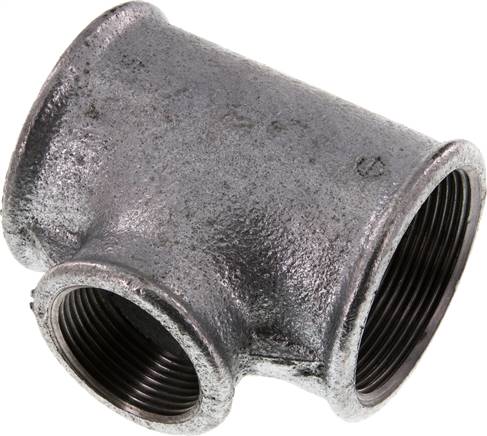 T-Stück Rp 2"-Rp 1-1/4"-Rp 2" (IG), Temperguss verzinkt