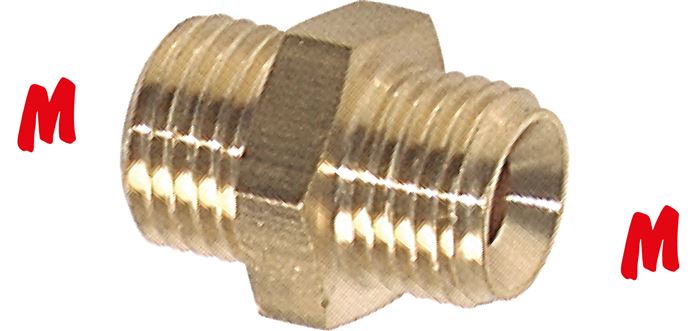 Doppelnippel M 16x1,5-M 16x1,5, Messing