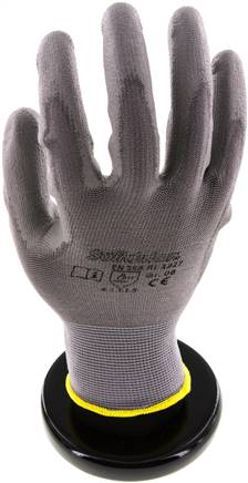 Feinstrick Handschuh mit PU-Teilbeschichtung, fusselfrei, grau, XXXl, Schutzklasse (EN 388) 4.1.3.1.X