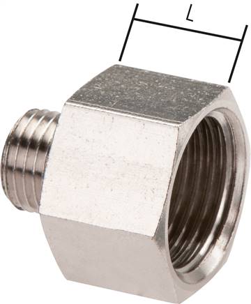 Reduziernippel G 1/4"(AG)-G 3/8"(IG), Messing vernickelt