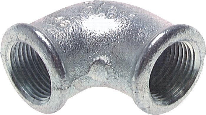 90°-Winkel Rp 1/4"-Rp 1/4", Temperguss verzinkt