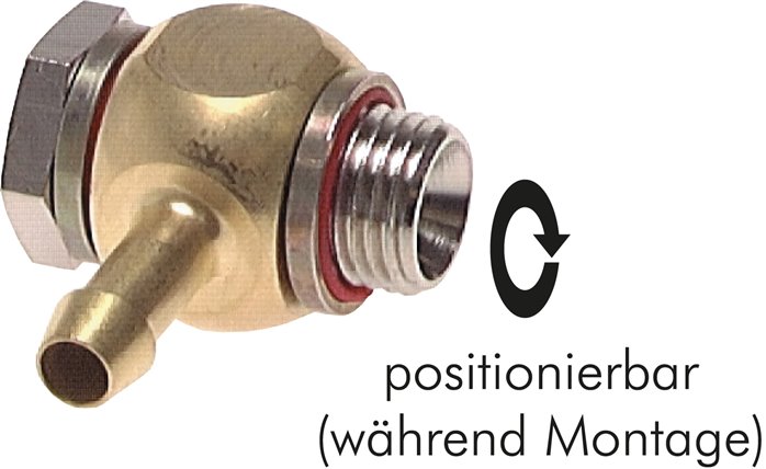 L-Gewindetülle G 3/8"-6 (1/4")mm, Elastomerdichtung