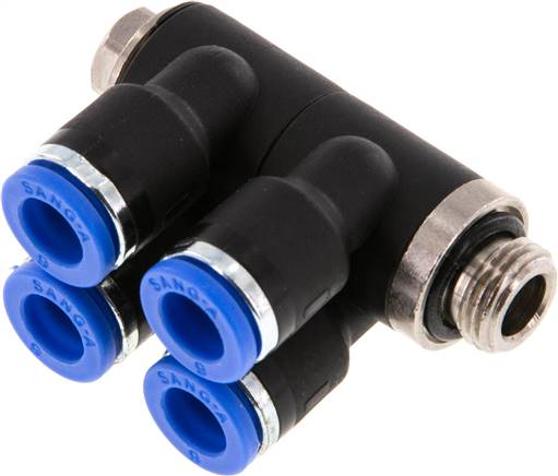 Steck-Mehrfachverteiler, 4-fach G 1/8"-6mm, IQS-Standard