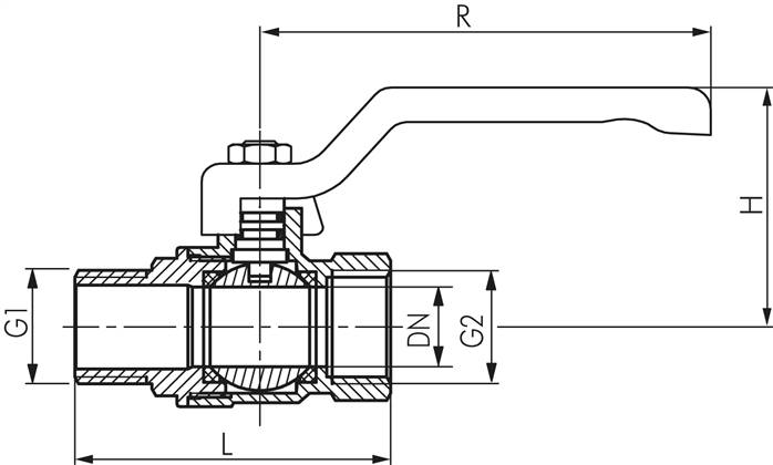 Messing-Kugelhahn, Eco-Line, R 2" / Rp 2", 0 bis 25bar -Eco-Line