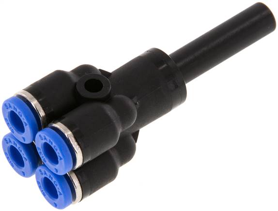 Steckanschluss-4-fach Verteiler 6mm-4mm, IQS-Standard, Steckanschluss