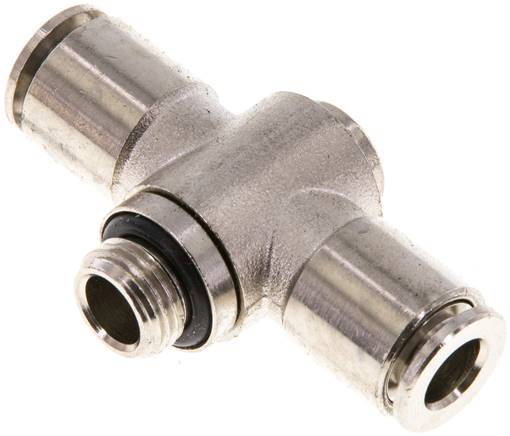 Kompakt-Steckanschluss, T-Stück, einfach, MS vernickelt, Schlauch D 06 mm, Anschluss 1/8"