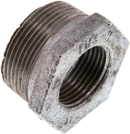 Reduziernippel R 1-1/2"(AG)-Rp 1"(IG), Temperguss verzinkt