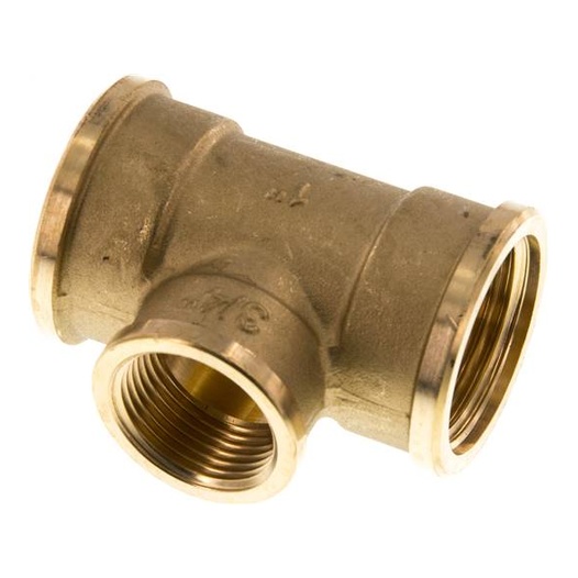 Raccordo a T Rp 1"-Rp 3/4"-Rp 1" (filettatura femmina), ottone