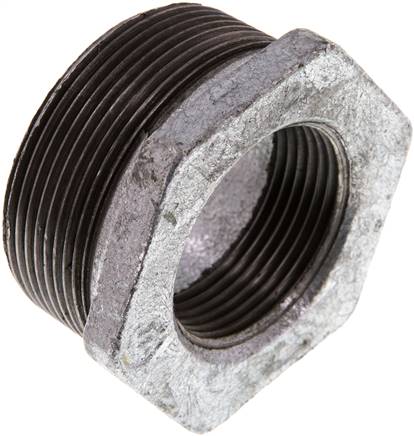 Reduziernippel R 2"(AG)-Rp 1-1/4"(IG), Temperguss verzinkt