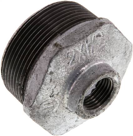 Reduziernippel R 2"(AG)-Rp 1/2"(IG), Temperguss verzinkt