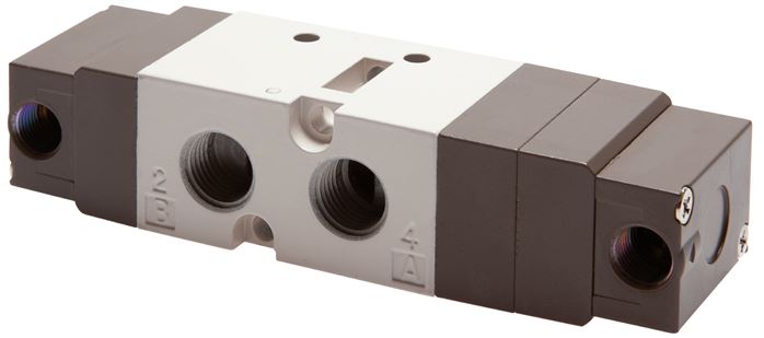 5/3-Wege Pneumatikventil, G 1/4" (Pilot u. Abluft G 1/8"), Mittelstellung entlüf