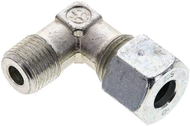 Winkel-Schneidringverschraub. M 16x1,5 (konisch)-10 S (M18x1,5), Stahl verzinkt