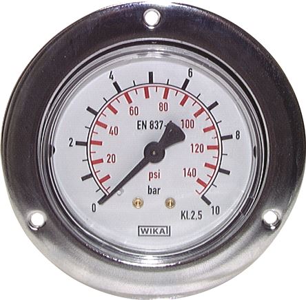 Einbaumanometer (CrNi/Ms), Frontring, 50mm, 0 - 40 bar
