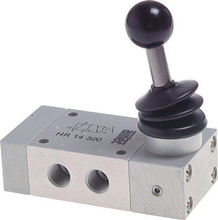 3/2-Wege Handhebelventil, Raste, G 1/4", Handhebel: Edelstahl, ATEX-Zulassung